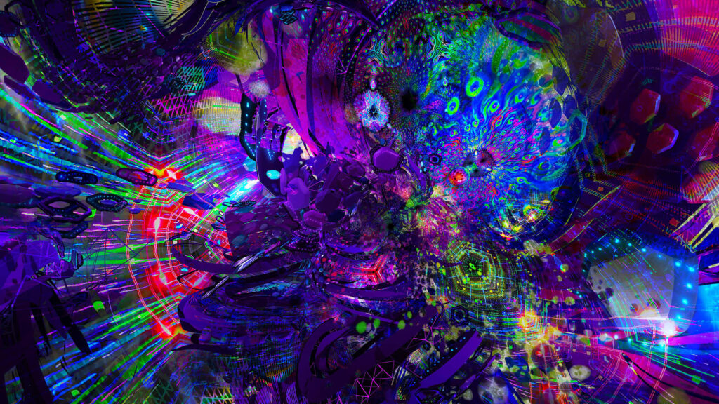 Vibrant Psychedelic Digital Art Wallpaper: Colorful Patterns & Depth