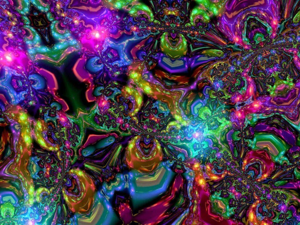 Vivid Psychedelic Wallpaper: Swirling Neon Graphic Design Background