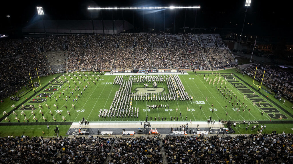 Vibrant Purdue University Stadium Wallpaper: Halftime Show Scene