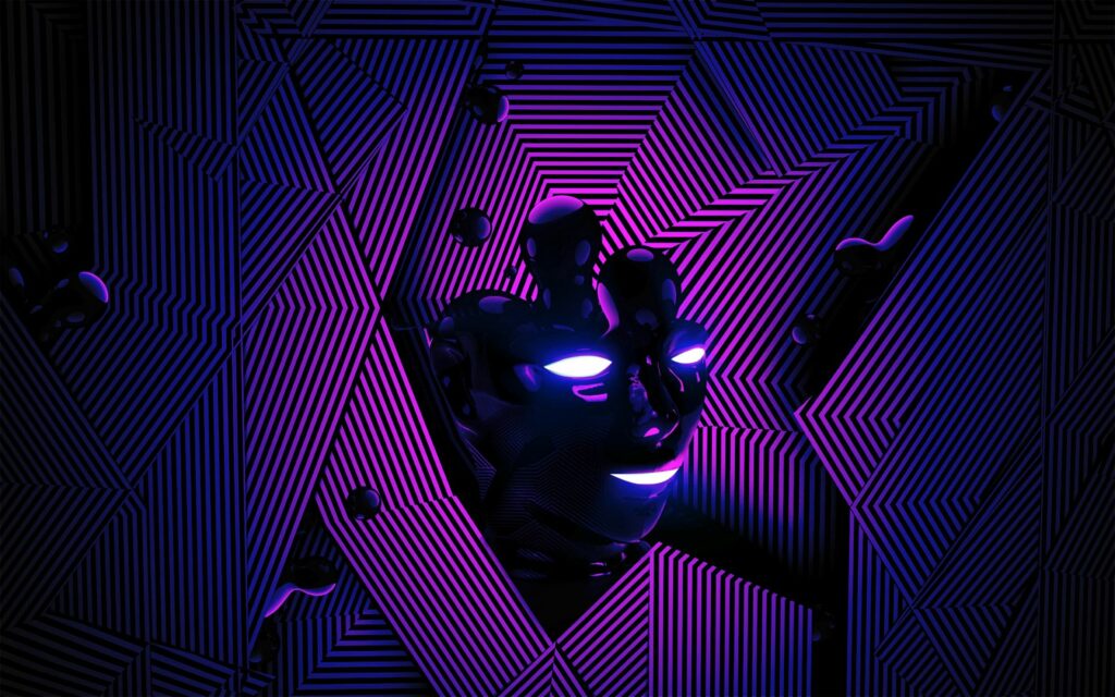 Vibrant Purple Abstract Face Wallpaper: Stunning Geometric Design