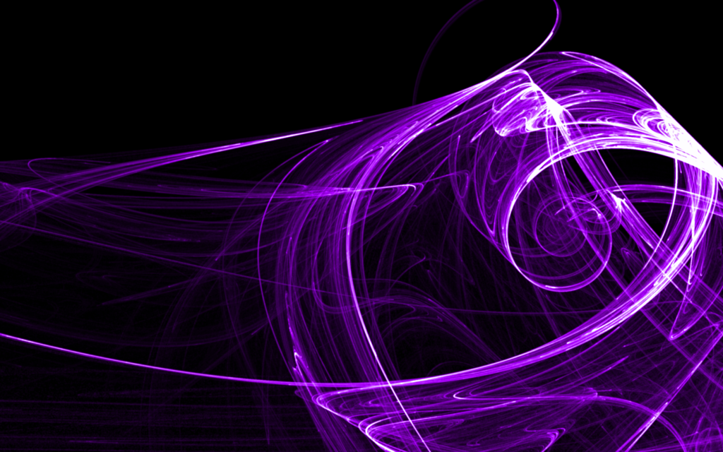 Vibrant Purple Swirling Abstract Wallpaper on Deep Black Background