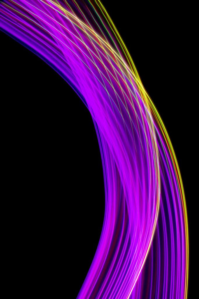 Vibrant Purple Abstract Wallpaper with Dynamic Lines & Yellow Accents