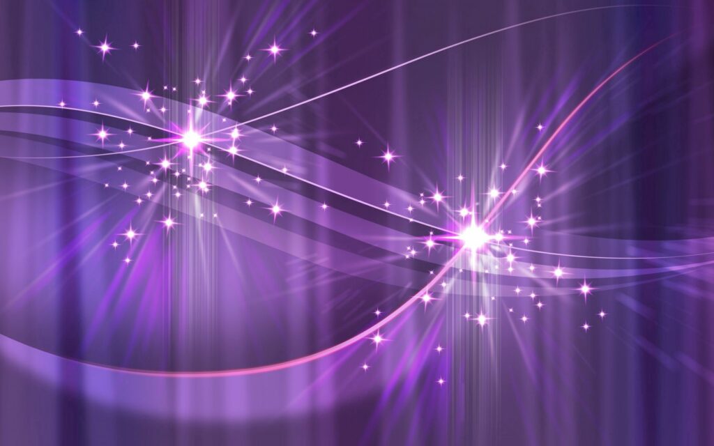 Vibrant Purple Abstract Wallpaper with Luminous Lines & Star Effects