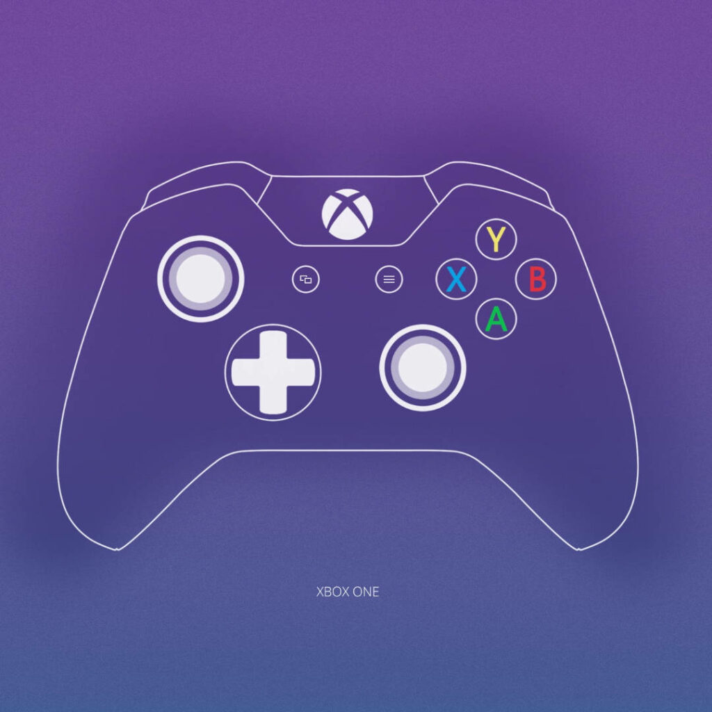 Xbox One Controller Art on a Purple Canvas Wallpaper