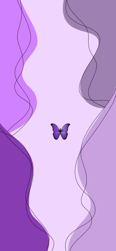 Vibrant Purple Butterfly Minimalist Wallpaper - Abstract Wavy Design