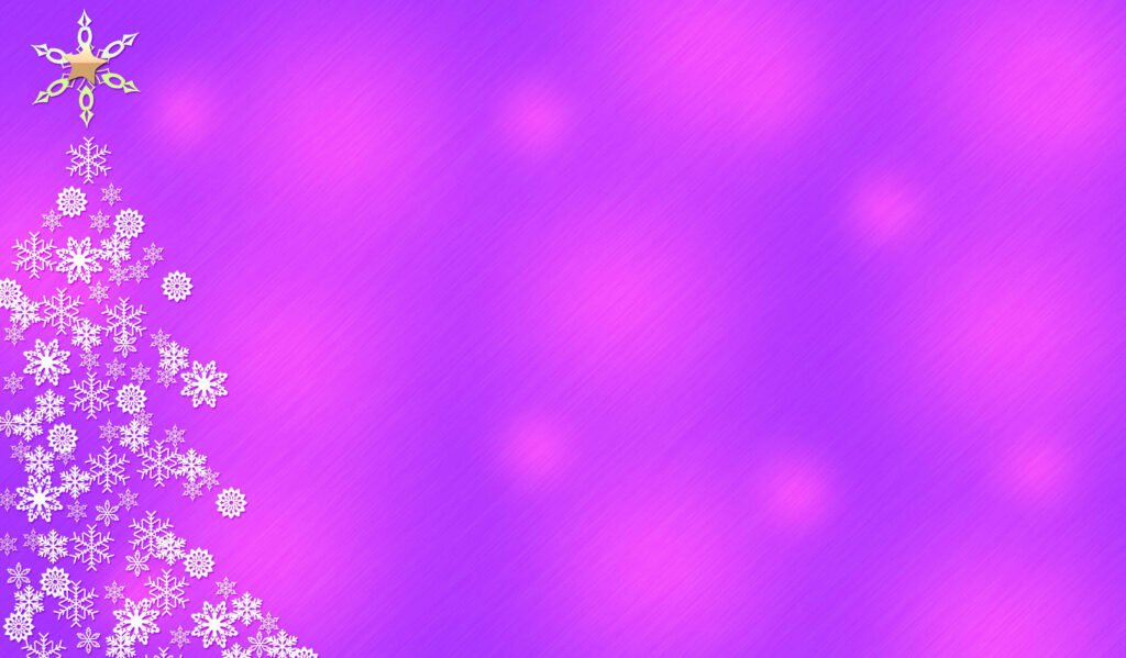 Vibrant Purple Christmas Wallpaper with Snowflake Tree Design