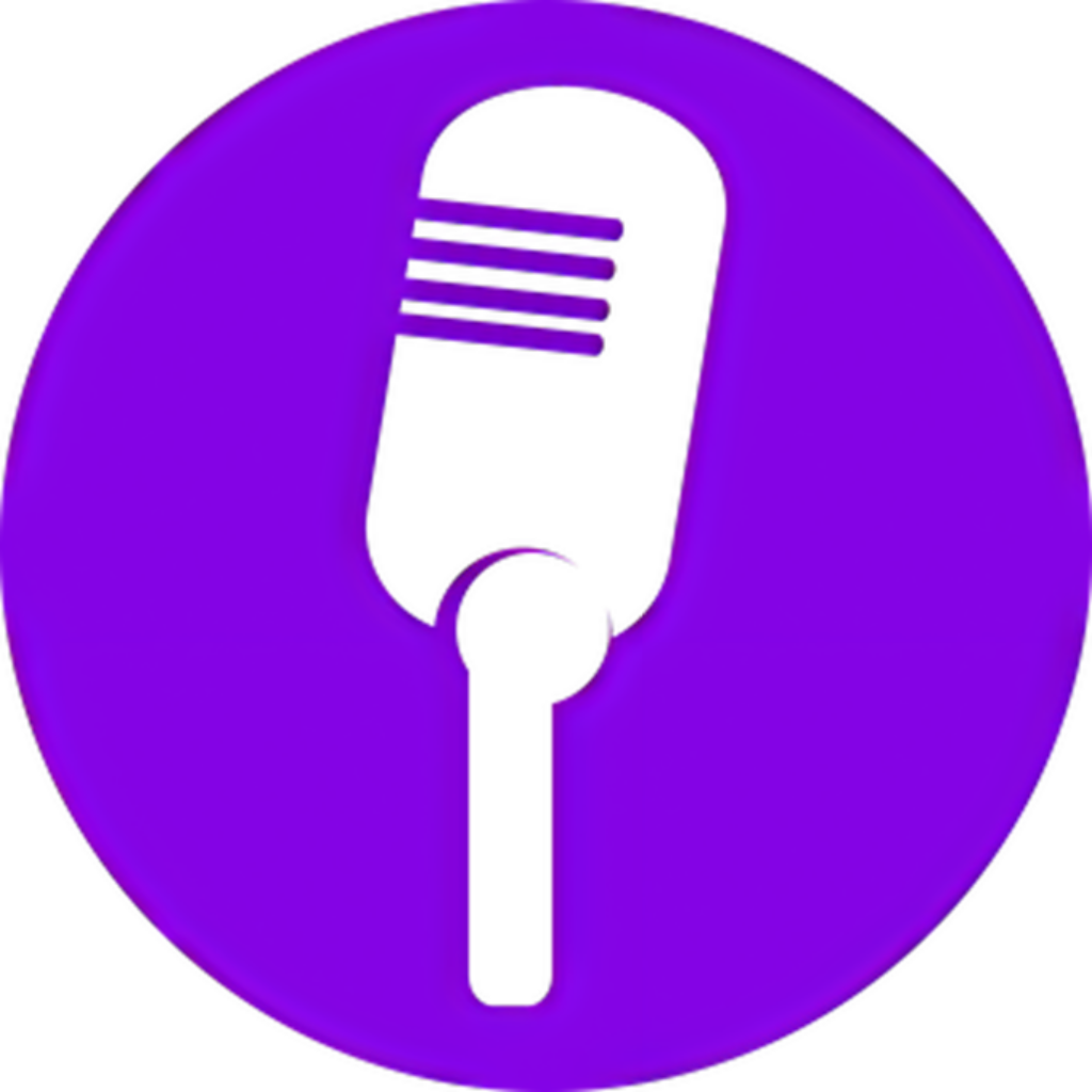 Vibrant Purple Circular Wallpaper with Retro Microphone Icon