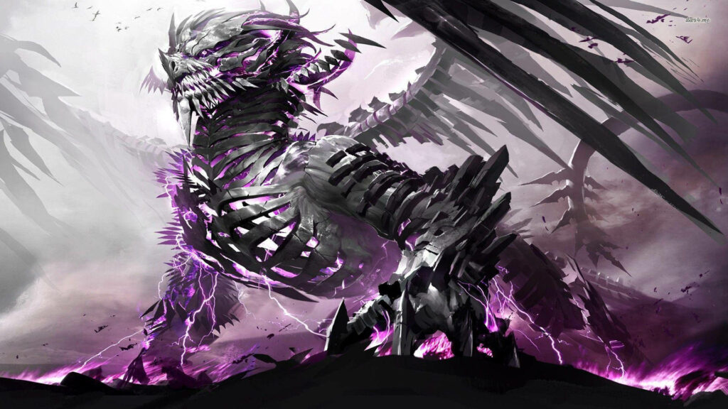 Vibrant Purple Dragon Wallpaper - Guild Wars 2 Stormy Background