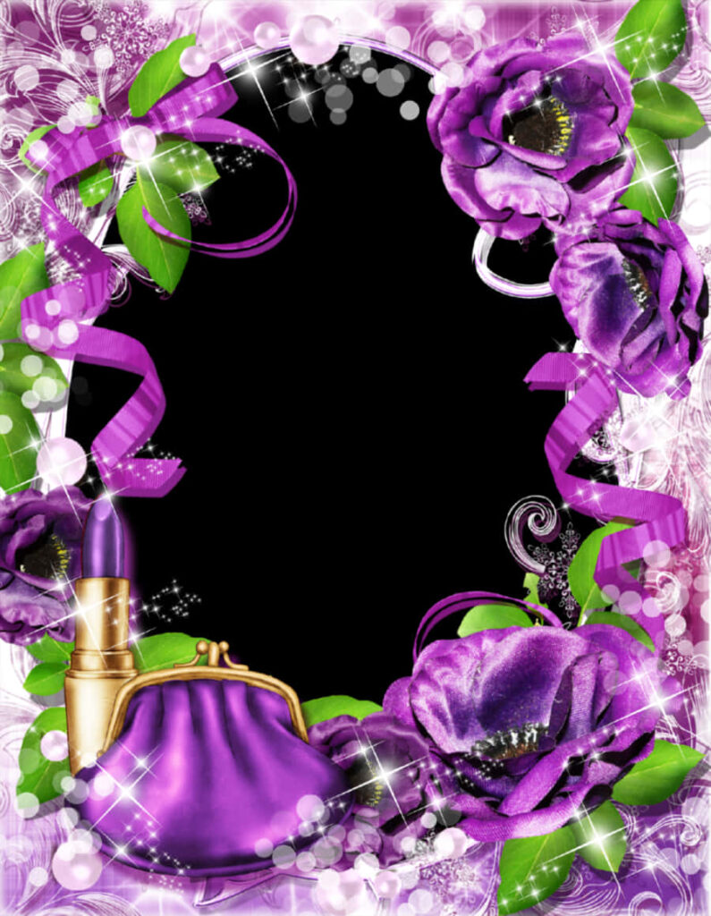 Elegant Purple Floral Wallpaper with Roses & Glam Accessories