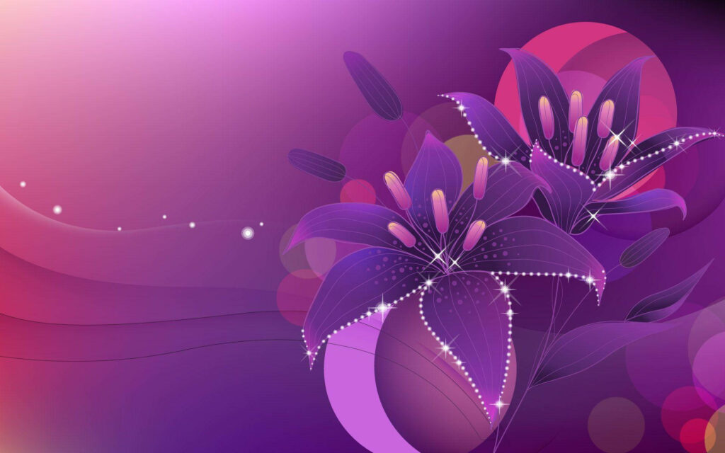 Vibrant Purple Flower Wallpaper with Sparkles - Inspired Background