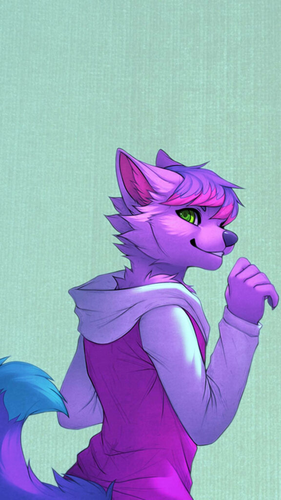 Vibrant Purple Fox Wallpaper: Stylish Aggretsuko-Inspired Design