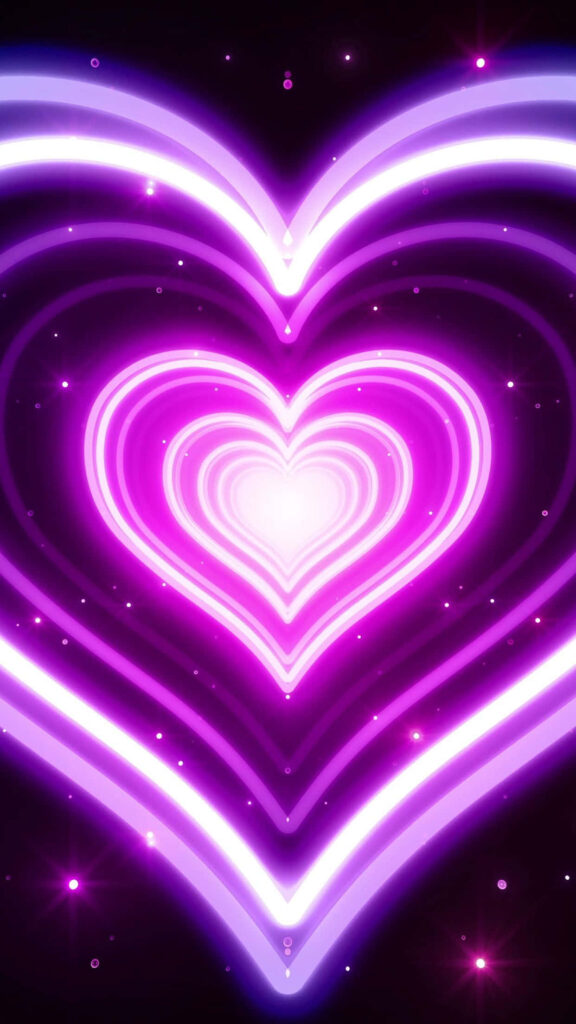 Vibrant Galaxy Wallpaper: Neon Heart Patterns & Romantic Aesthetic