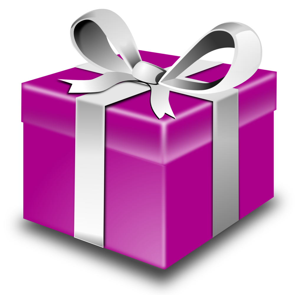 Vibrant 3D Purple Gift Box Wallpaper with White Ribbon - Festive Background