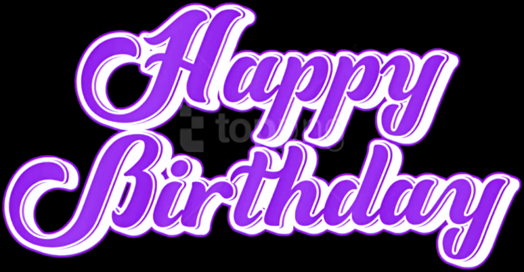 Vibrant Purple Happy Birthday Wallpaper with Glowing Effect