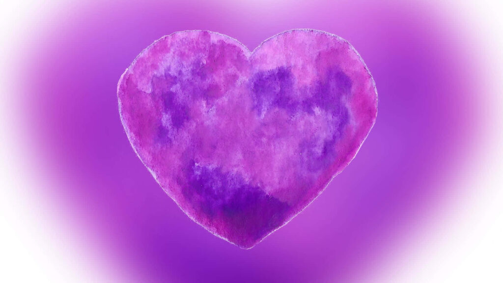 Dreamy Purple Heart Wallpaper with Textured Gradient Background