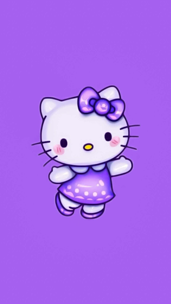 Adorable Hello Kitty Purple Wallpaper - Cute Design for Kids' Rooms