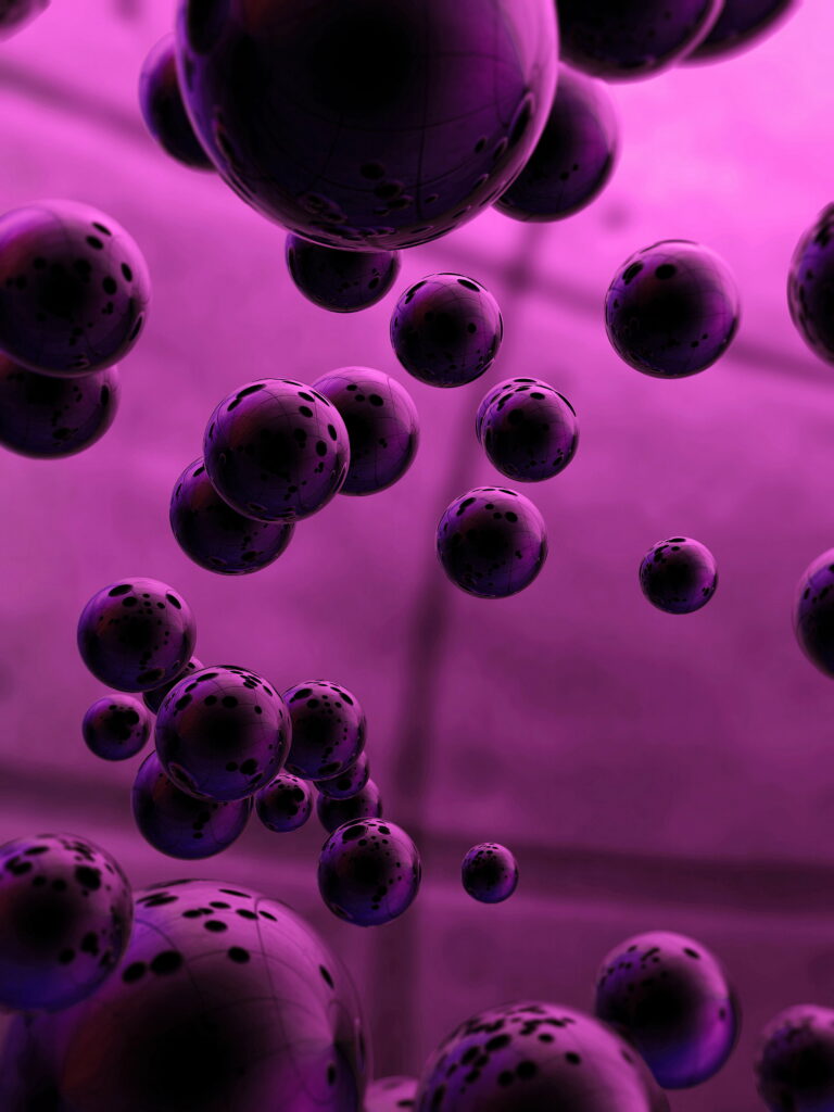 Vibrant 3D Orb Wallpaper: Playful Purple Spheres in High Definition