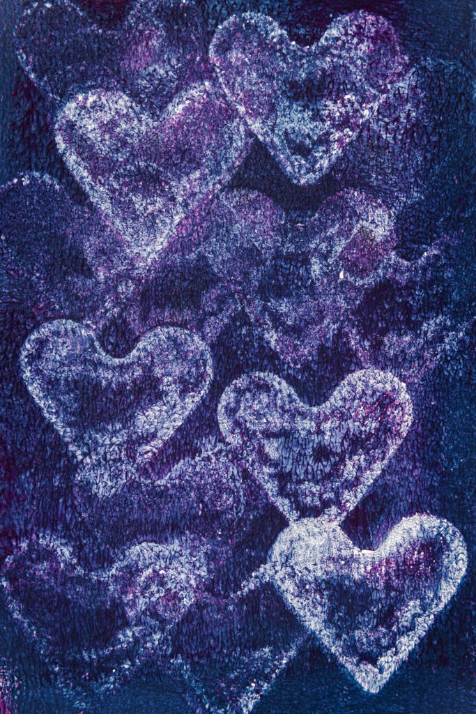 Vibrant Purple & White Heart Textured Wallpaper Background Design