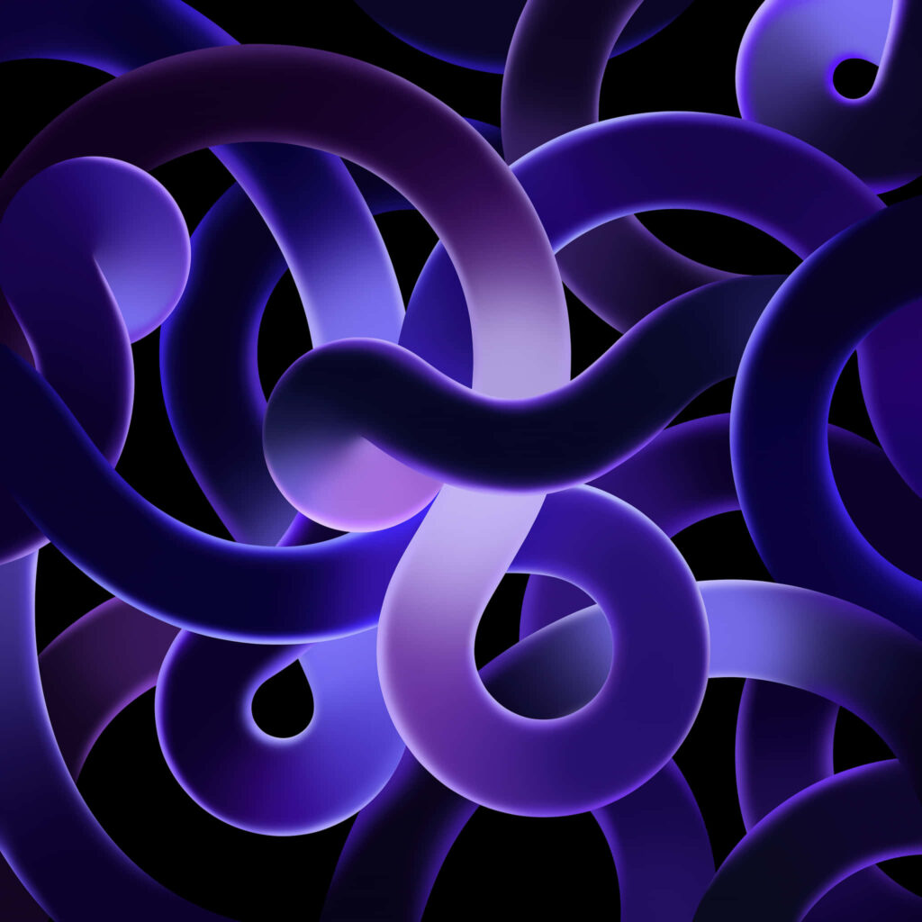Vibrant Loop Pattern Wallpaper in Shades of Purple and Blue