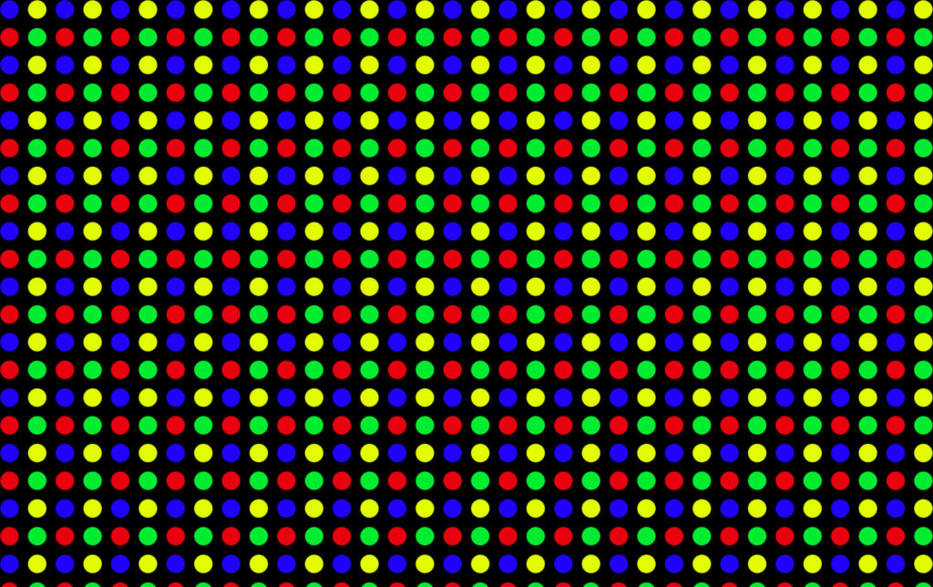 Vibrant RGB Dot Pattern Wallpaper on Black Background