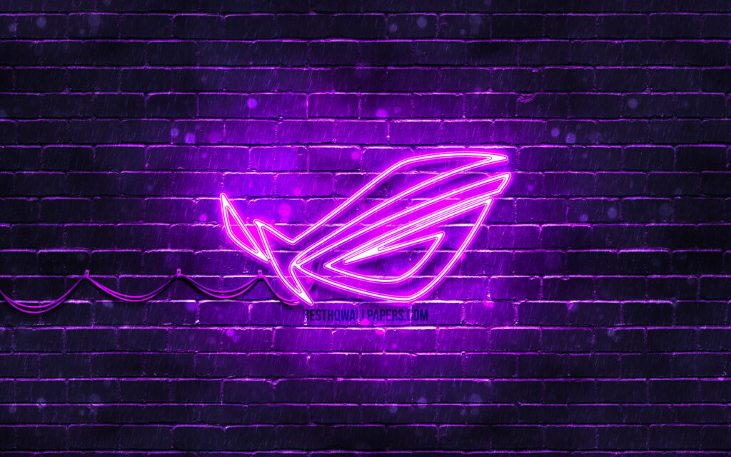 Vibrant ROG Logo in a Striking Brick Wall Background: An Eye-catching HD Wallpaper for Gaming Enthusiasts