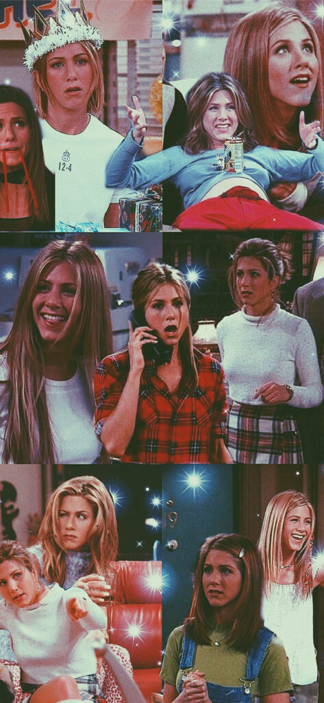 Rachel Green Collage Wallpaper: Iconic Moments from Friends TV Show