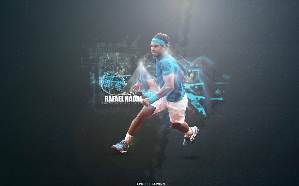 Vibrant Rafael Nadal Poster Wallpaper: Dynamic Tennis Action Design