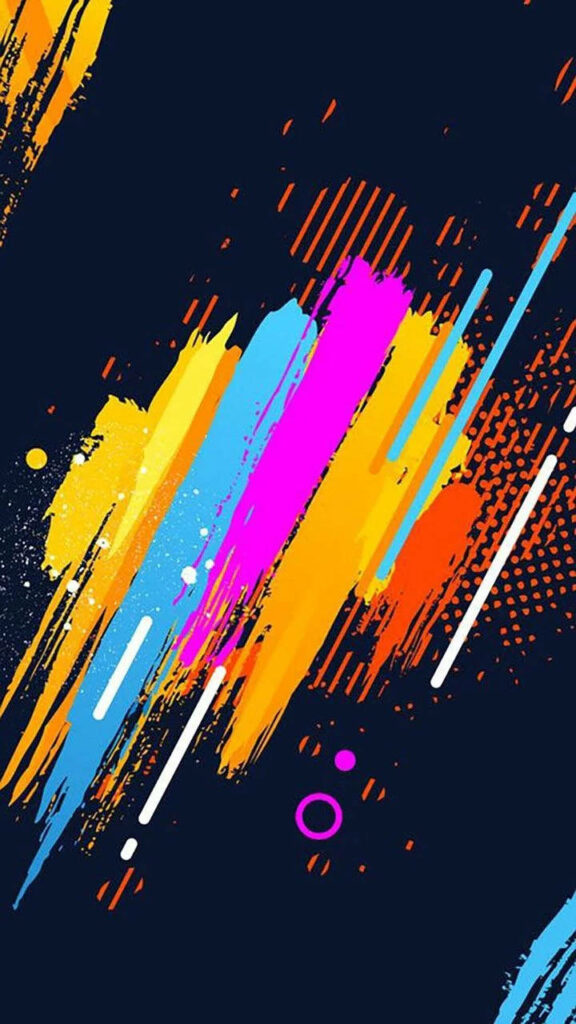 Vibrant Rainbow Brushstroke Wallpaper on Navy Background