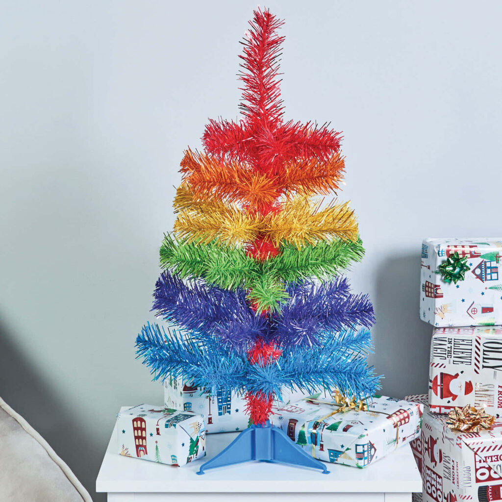 Colorful Rainbow Christmas Tree Wallpaper for Festive Holiday Decor