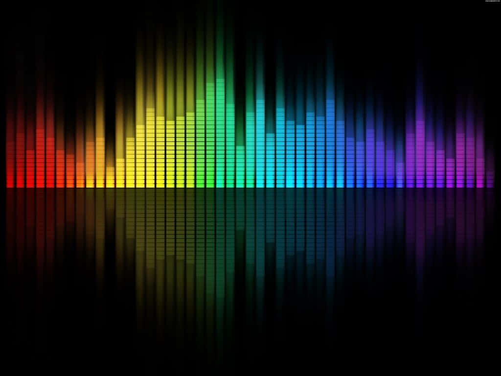 Colorful Music Equalizer Wallpaper with Rainbow Gradient on Black