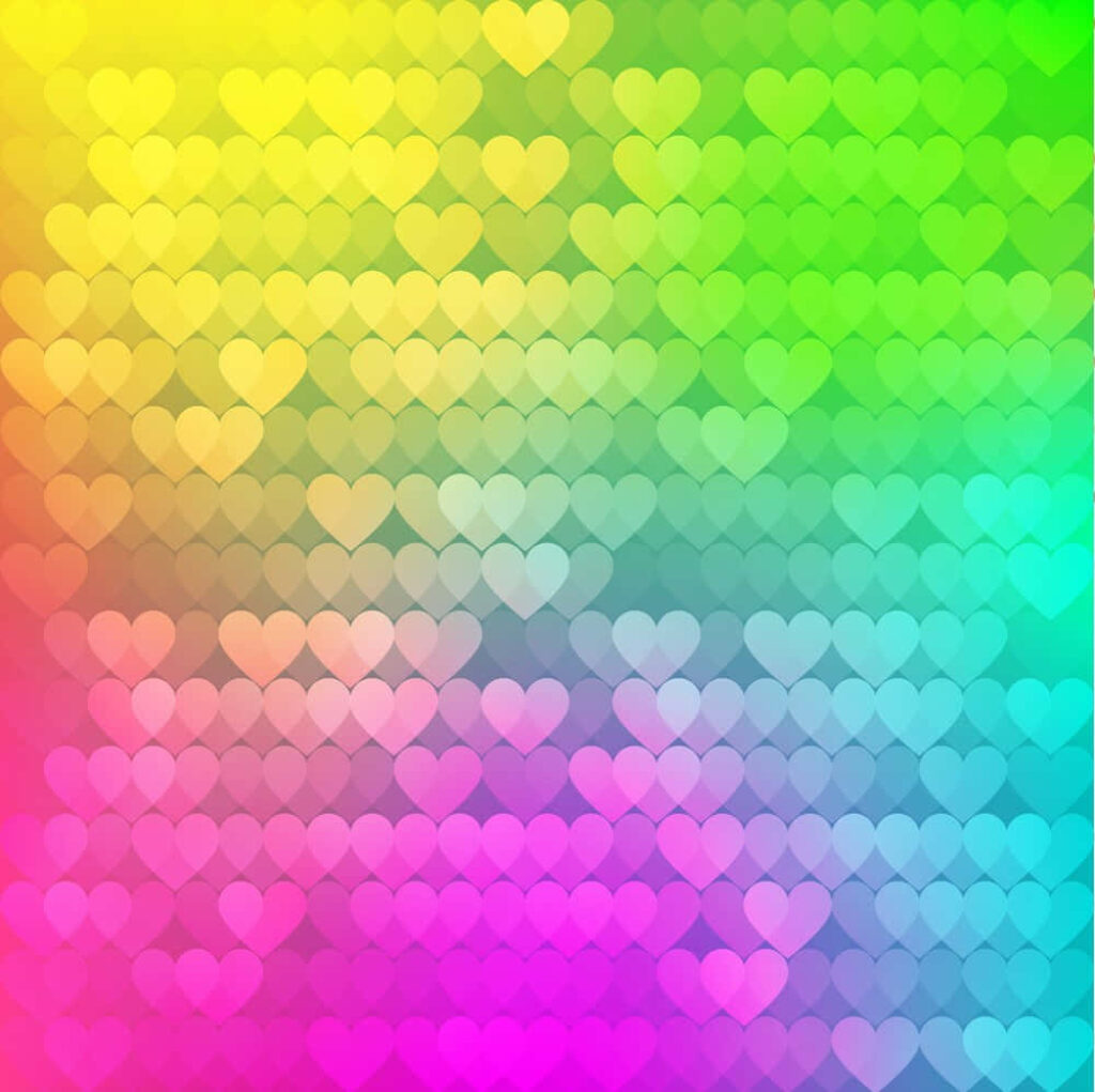 Vibrant Rainbow Gradient Heart Wallpaper Background Design
