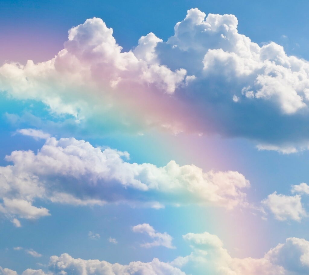 Stunning HD Rainbow Wallpaper: Vibrant Clouds & Clear Blue Sky