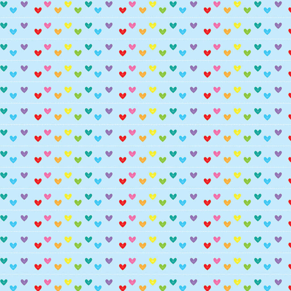 Vibrant Rainbow Heart Wallpaper Background on Light Blue