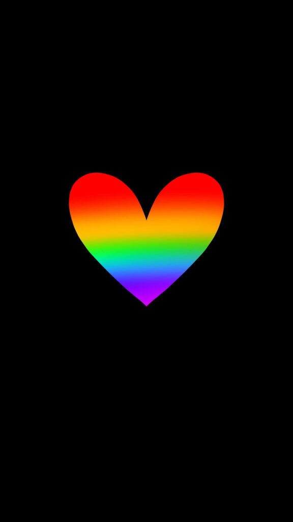 Vibrant Rainbow Heart Wallpaper on Black for LGBT Pride Background