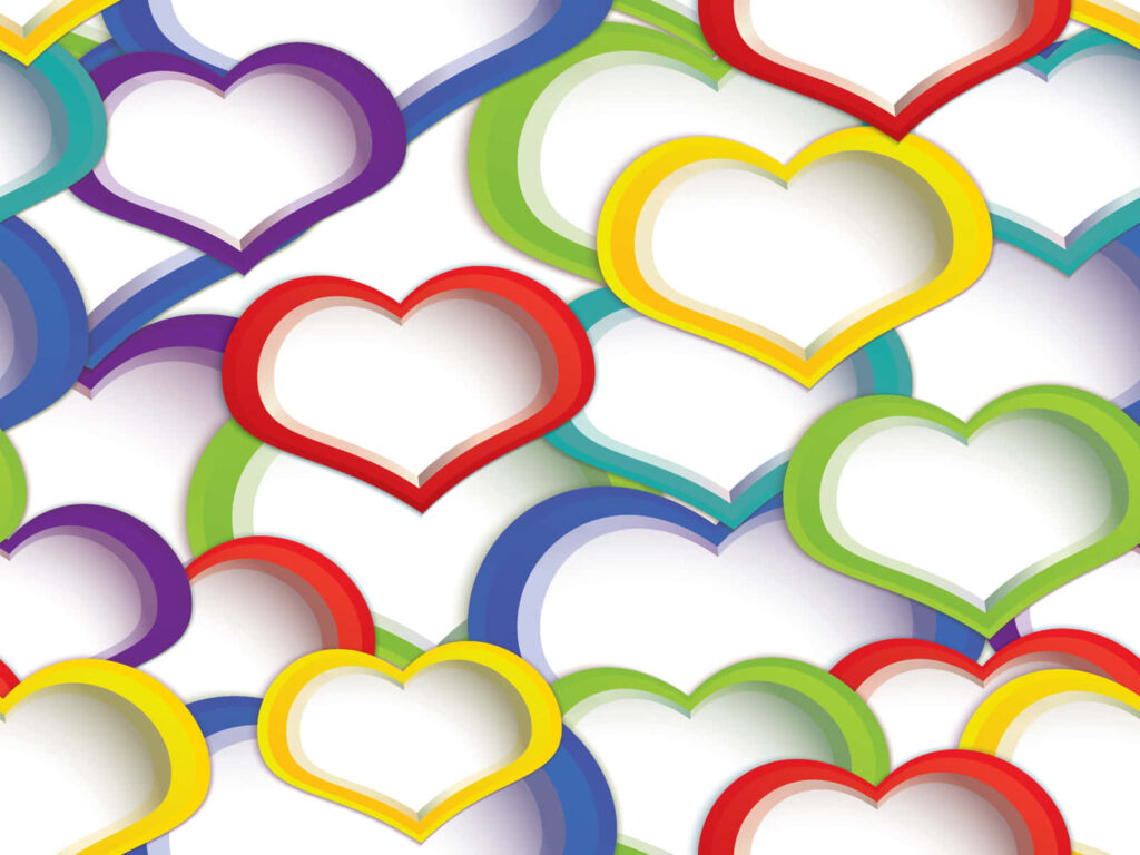 Vibrant Rainbow Heart Wallpaper Background - Colorful Cheerful Design