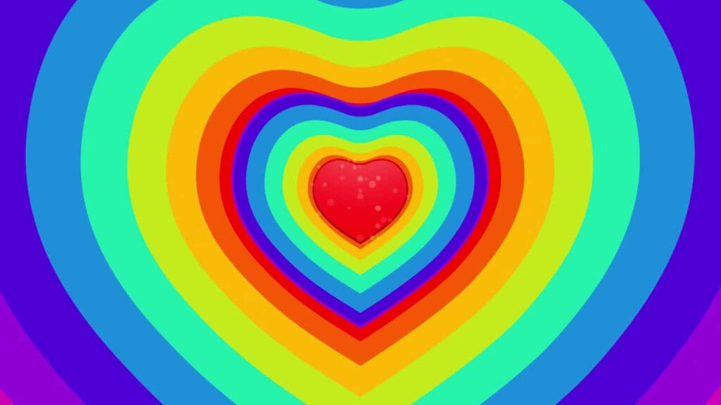 Vibrant Rainbow Heart Wallpaper Background - Cheerful & Funky Design