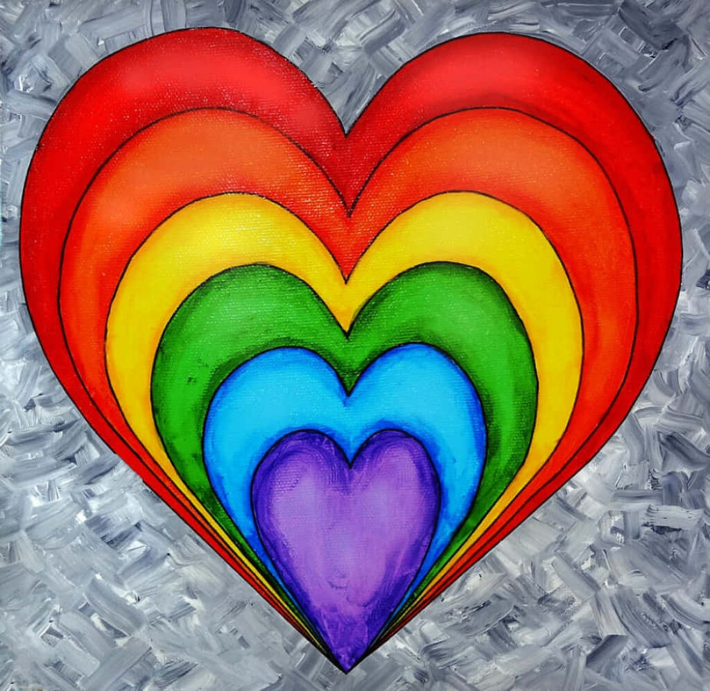 Vibrant Heart Design: Artistic Rainbow Wallpaper Background