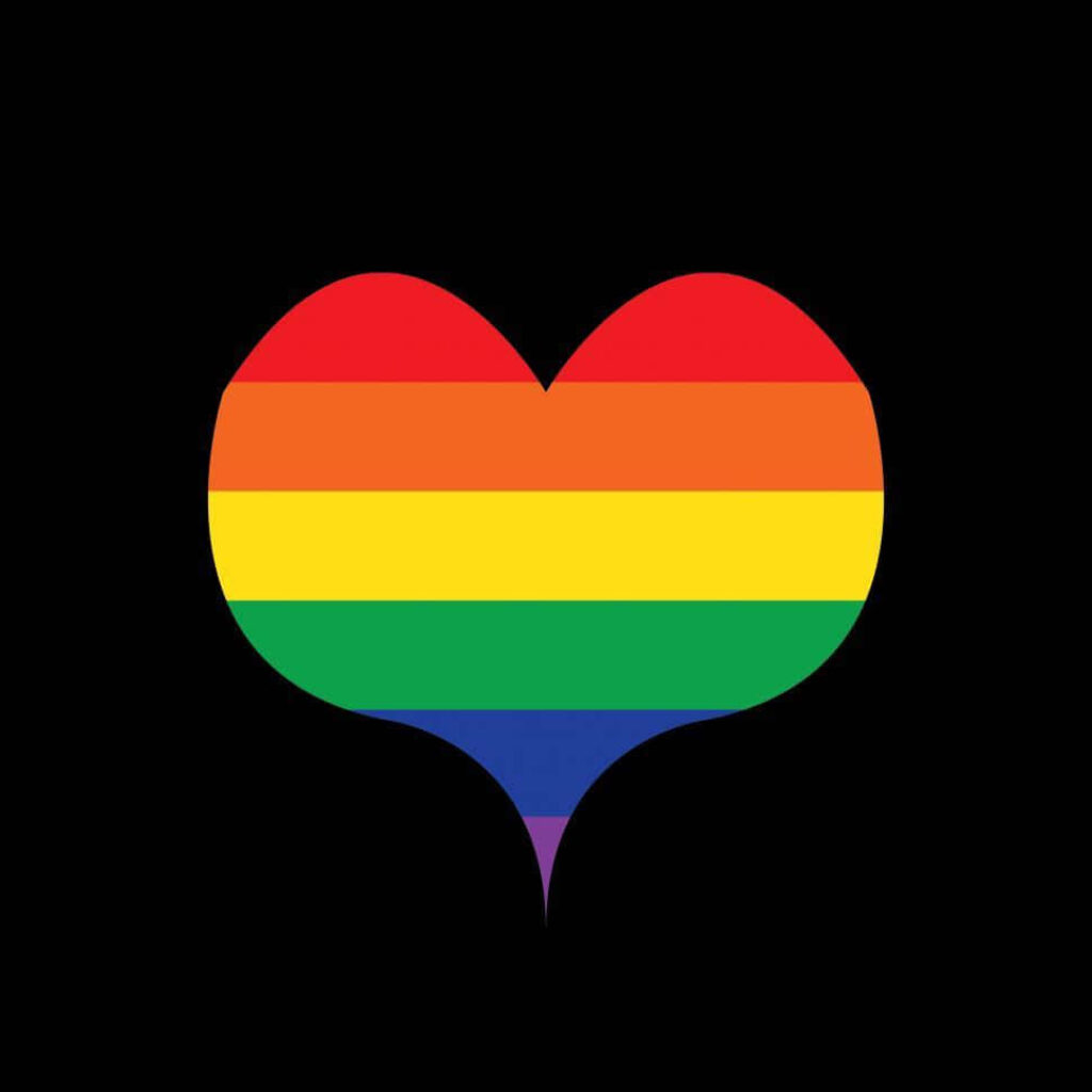 Vibrant Rainbow Heart on Black: Love & Inclusivity Wallpaper Background