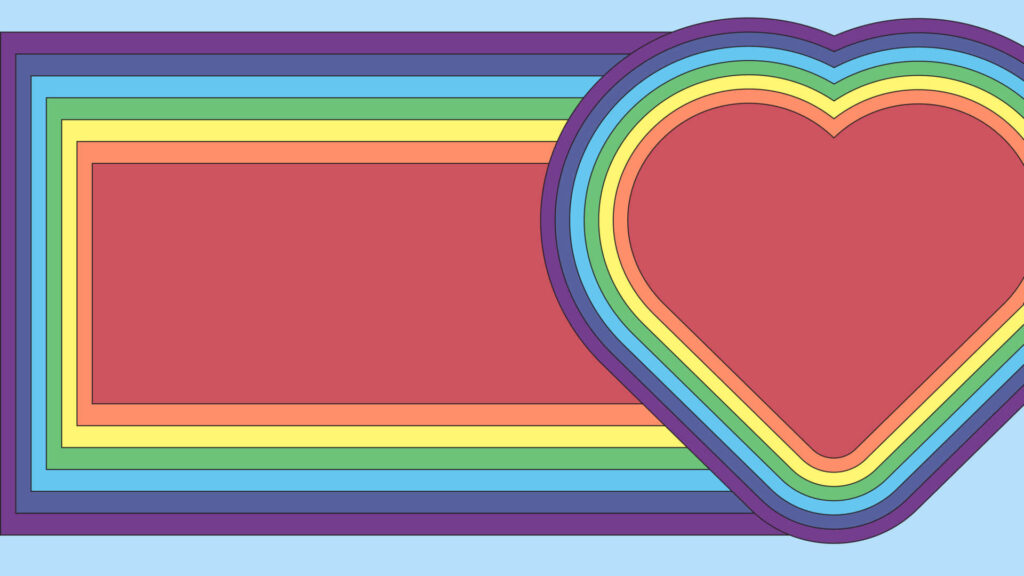 Vibrant Rainbow Heart Wallpaper on Soft Blue Background