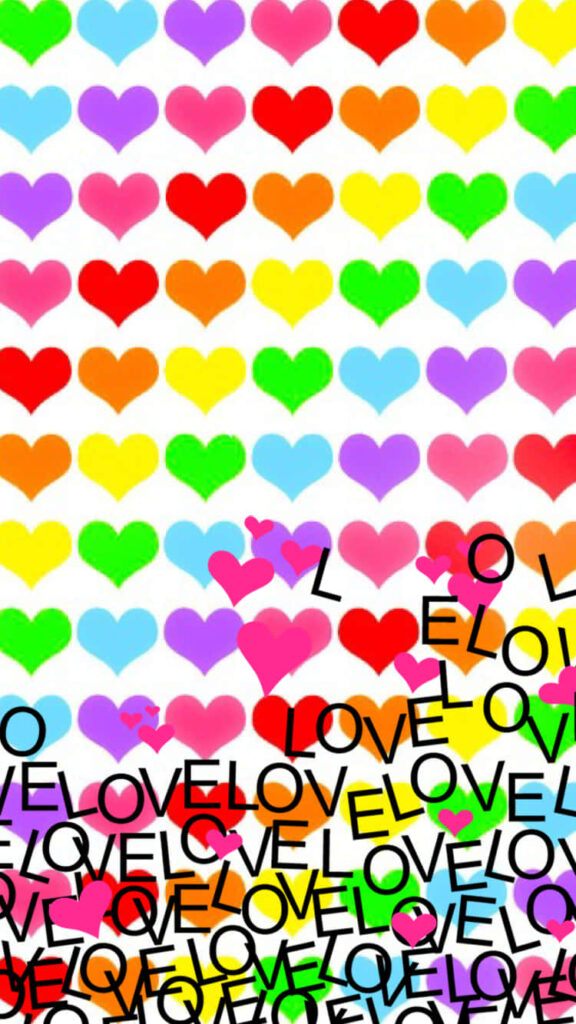 Vibrant Heart Pattern Wallpaper: Rainbow Gradient Love Background