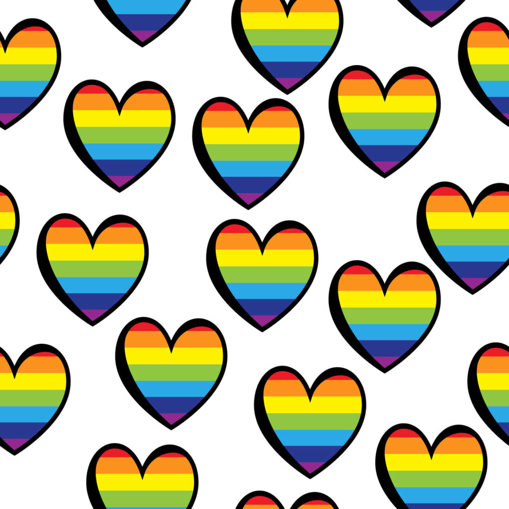 Vibrant Rainbow Hearts Wallpaper: Love & Diversity on White Background