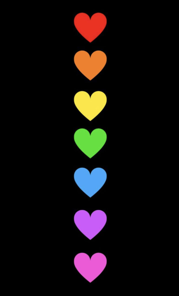 Vibrant Rainbow Hearts Wallpaper on Sleek Black Background