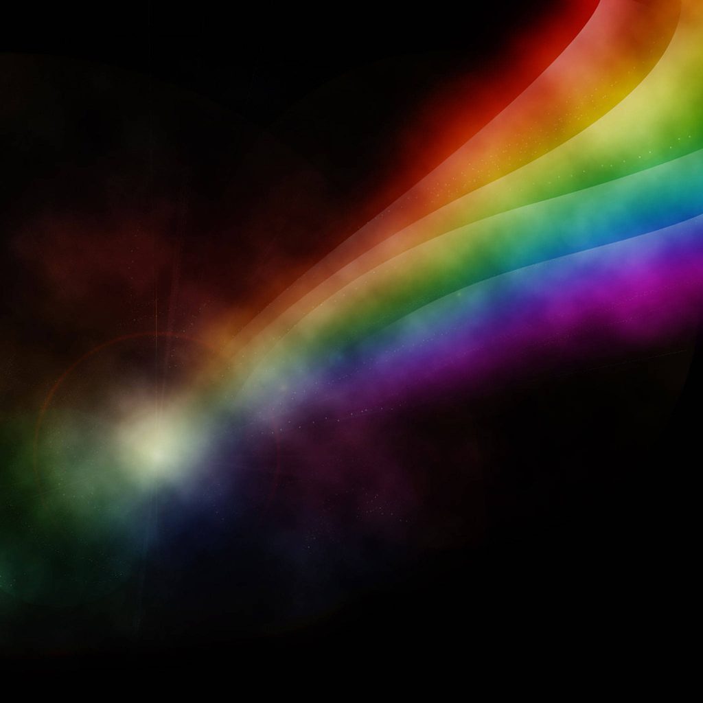 Vibrant rainbow light trail on cosmic black background abstract digital art wallpaper background