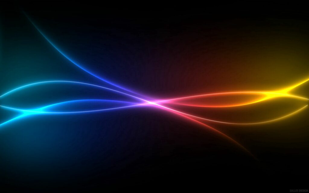 Vibrant Rainbow Lines Digital Wallpaper: Dynamic Dark Background