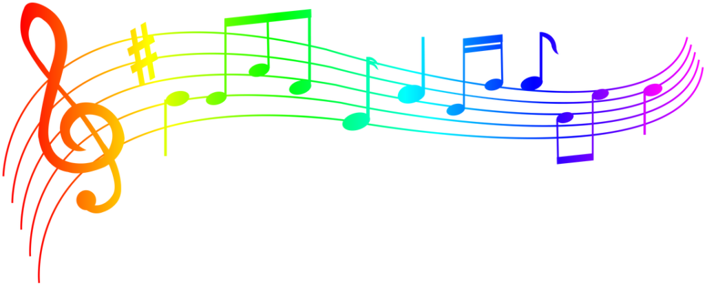 Vibrant Music Notes Wallpaper: Colorful Rainbow Staff Background