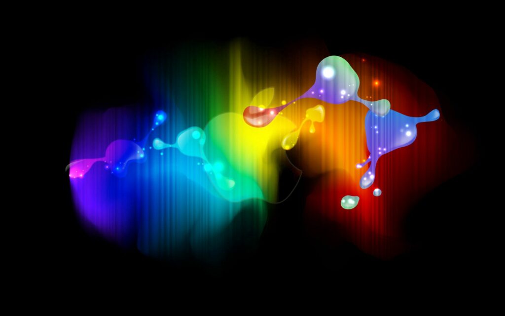 Colorful Fluid Paint Blots Wallpaper on Black Background