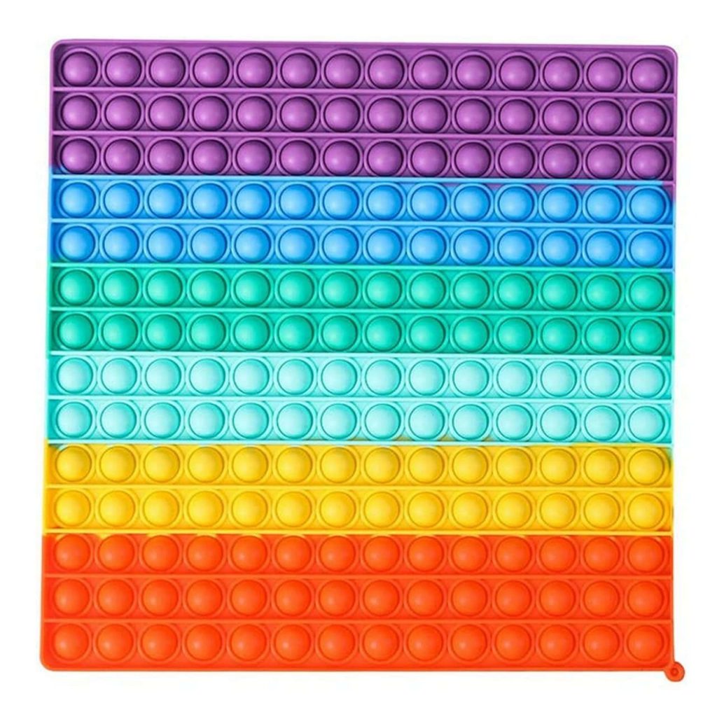 Colorful rainbow gradient silicone Pop It sensory mat for tactile stress relief and fidget play Wallpaper