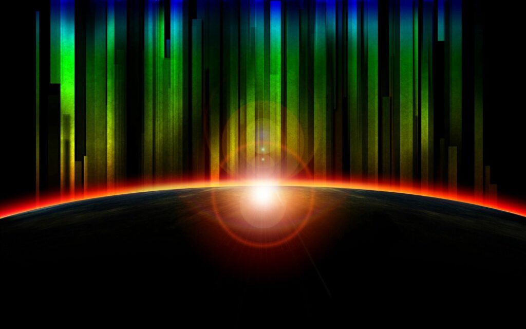 Vibrant Rainbow Rays Wallpaper - Mesmerizing Light on Dark Background
