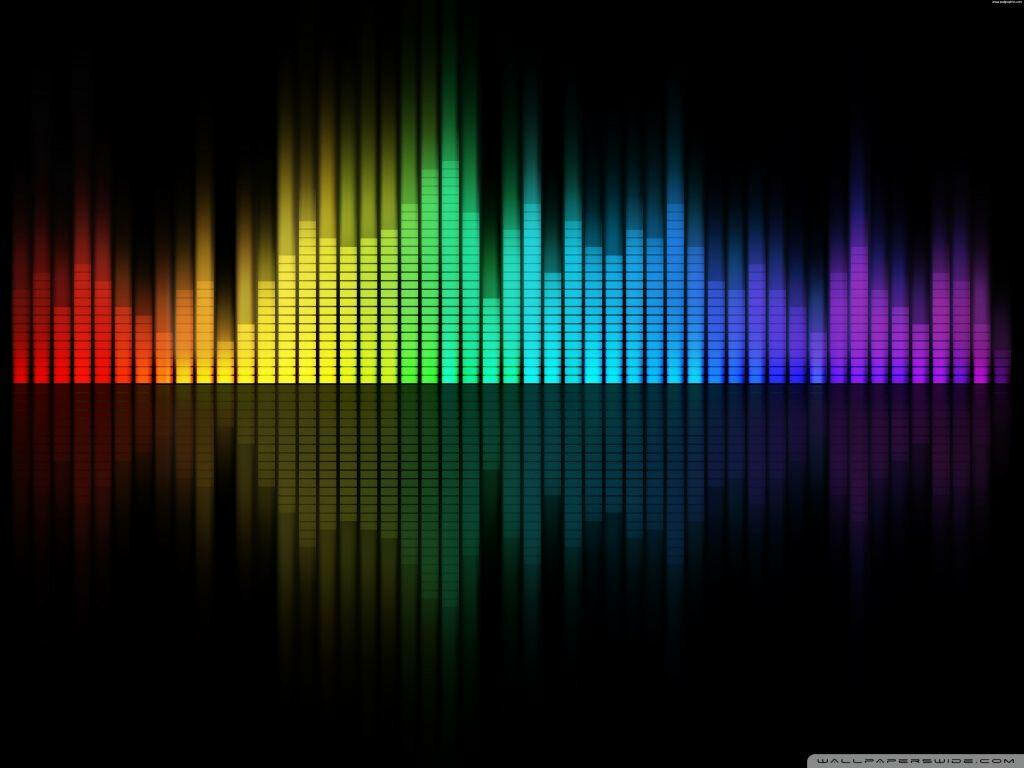 Colorful Sound Wave Spectrum Wallpaper on Glossy Black Background