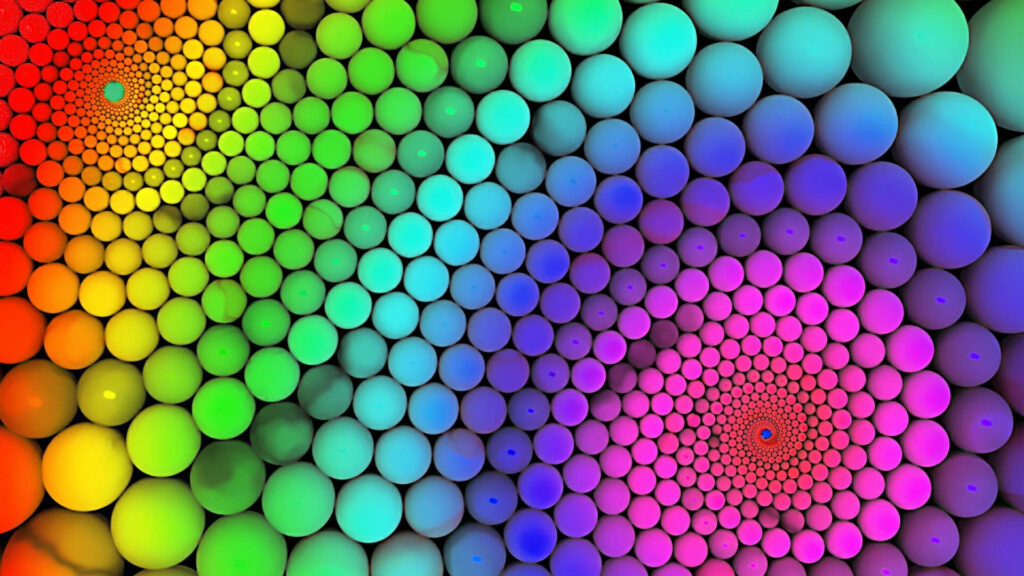 Colorful Spheres Wallpaper: Captivating Rainbow Geometric Background